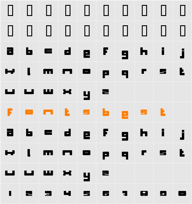 BN Space Chick Character Map