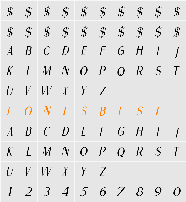 Fine Sans Character Map