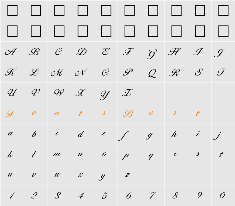 Ballantines-Regular Character Map
