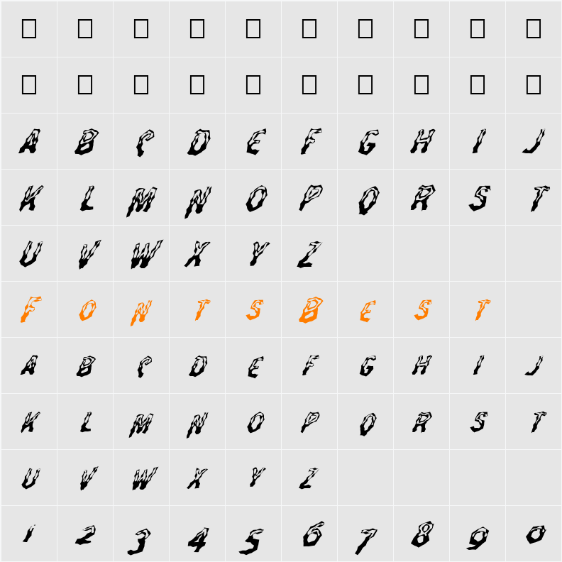 FZ WACKY 26 ITALIC Character Map