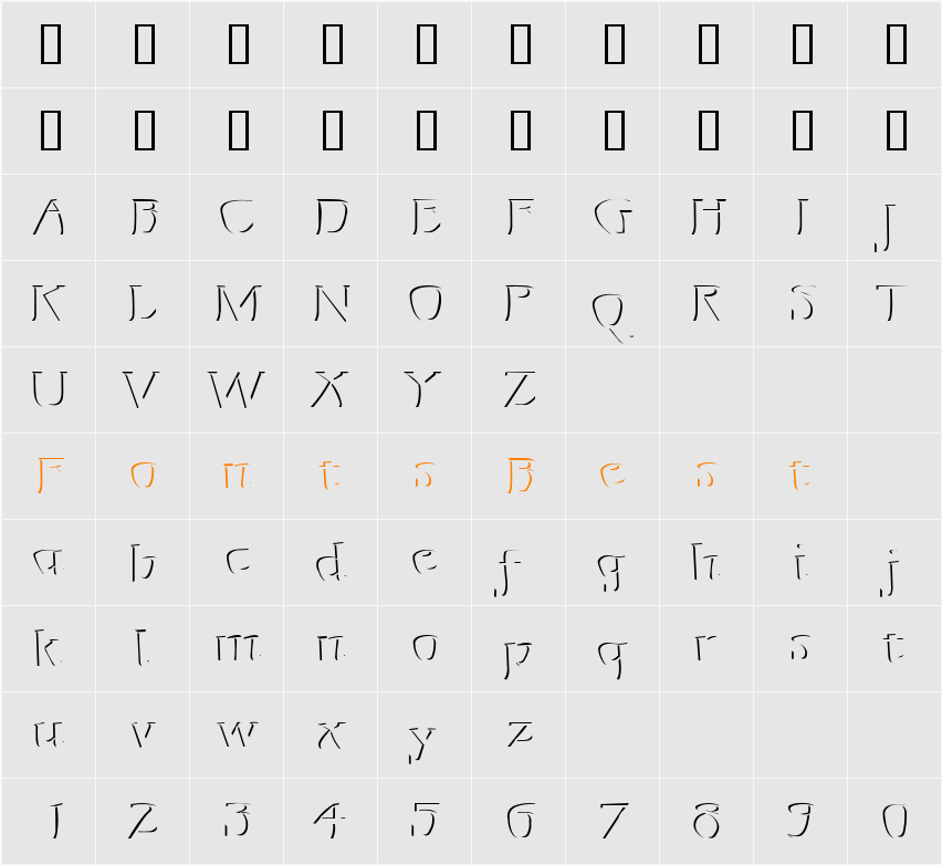 Mojacalo Relief Character Map