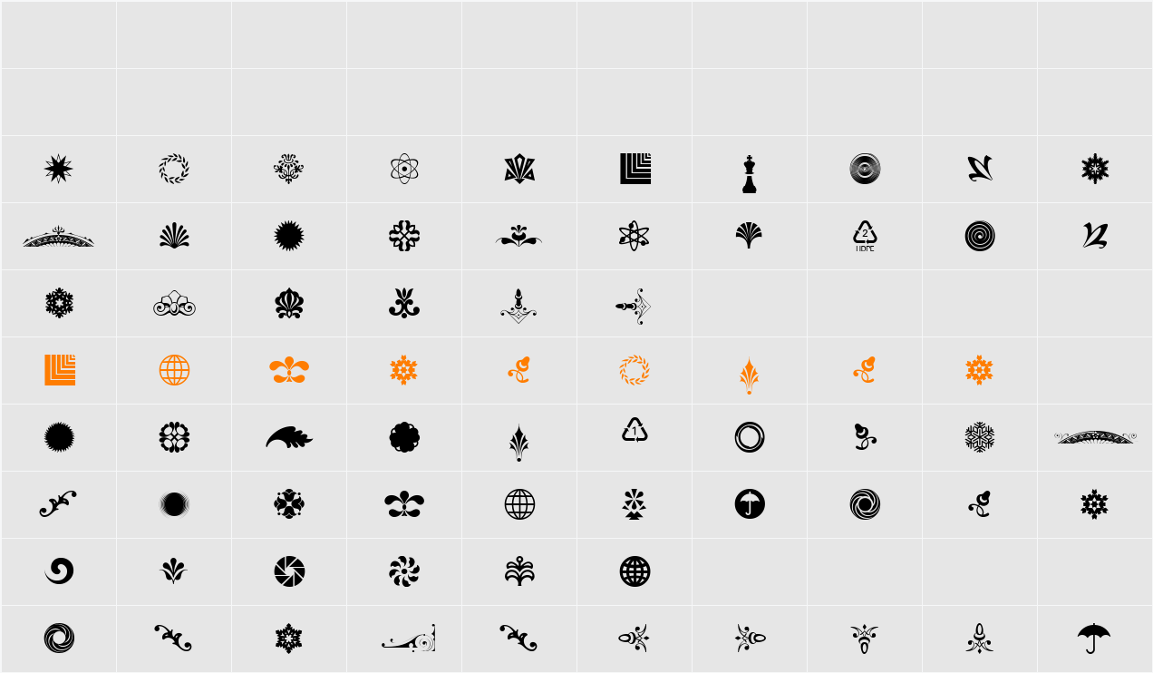 Cornucopia of Ornaments Fpur Character Map