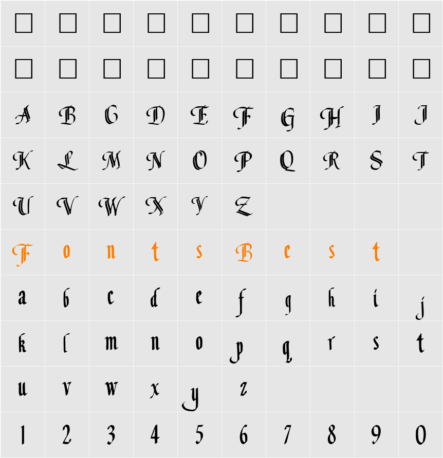 ClassicFont104 ttcon Character Map