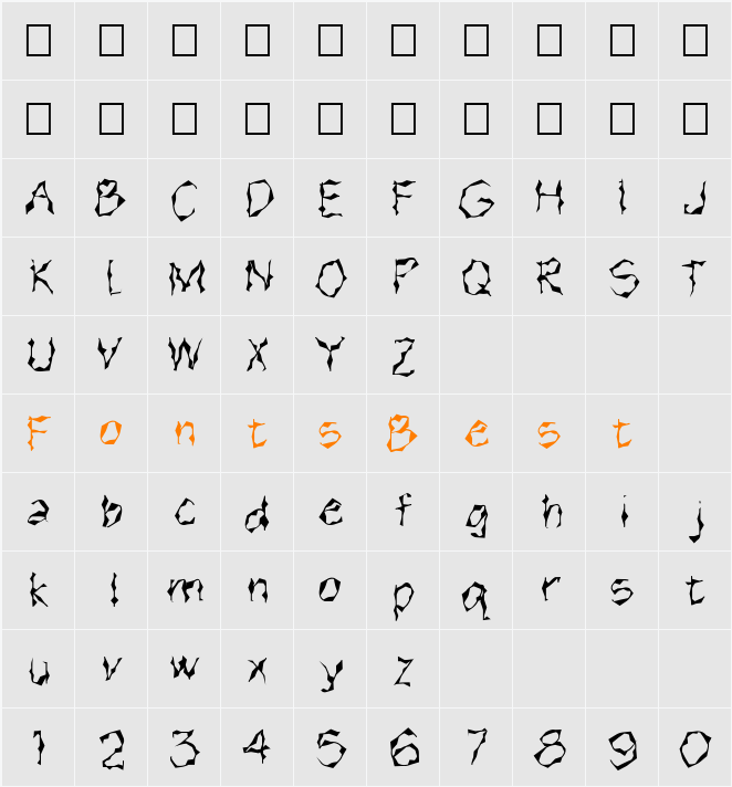 FZ WACKY 15 Character Map