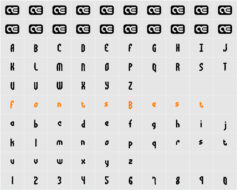 Bocuma Angle Dent BRK Character Map