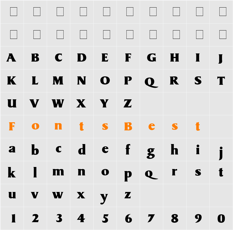 Brusquerie Display SSi Character Map