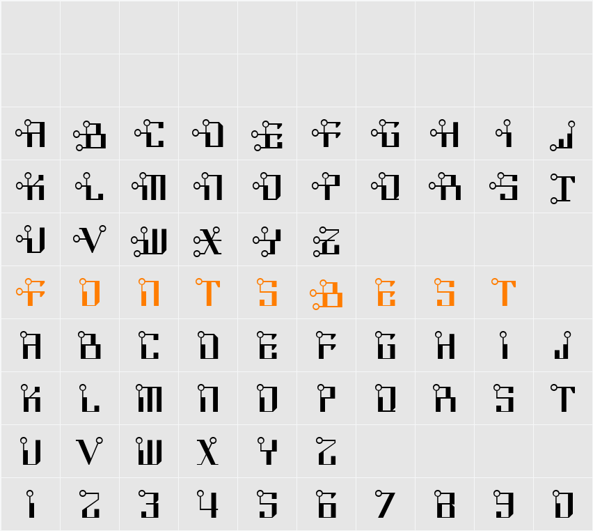 Circuit Bored NF Character Map