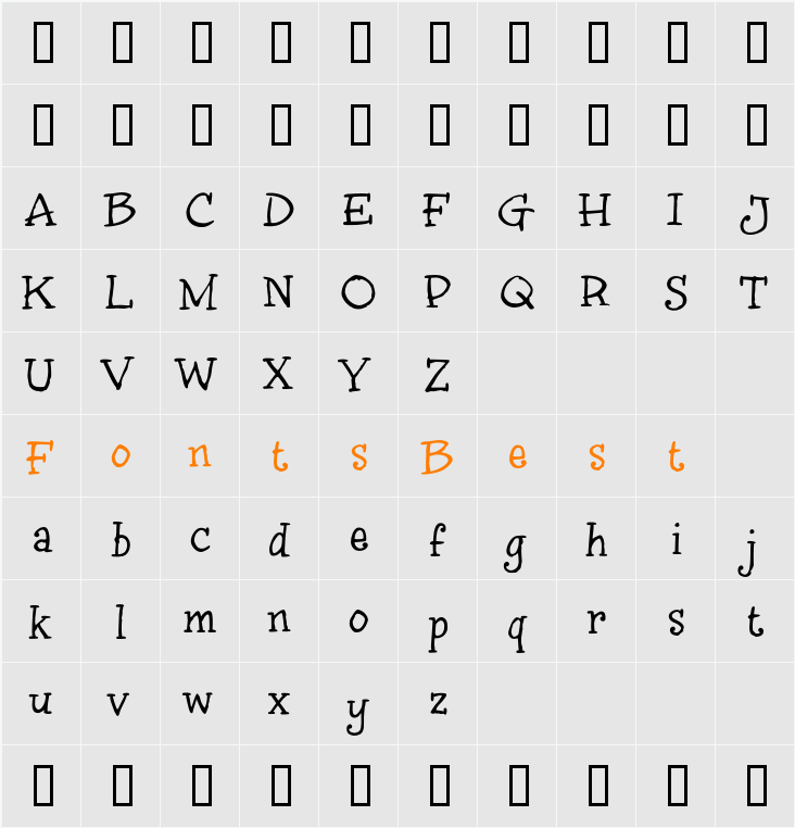inkyDoo Serif Character Map