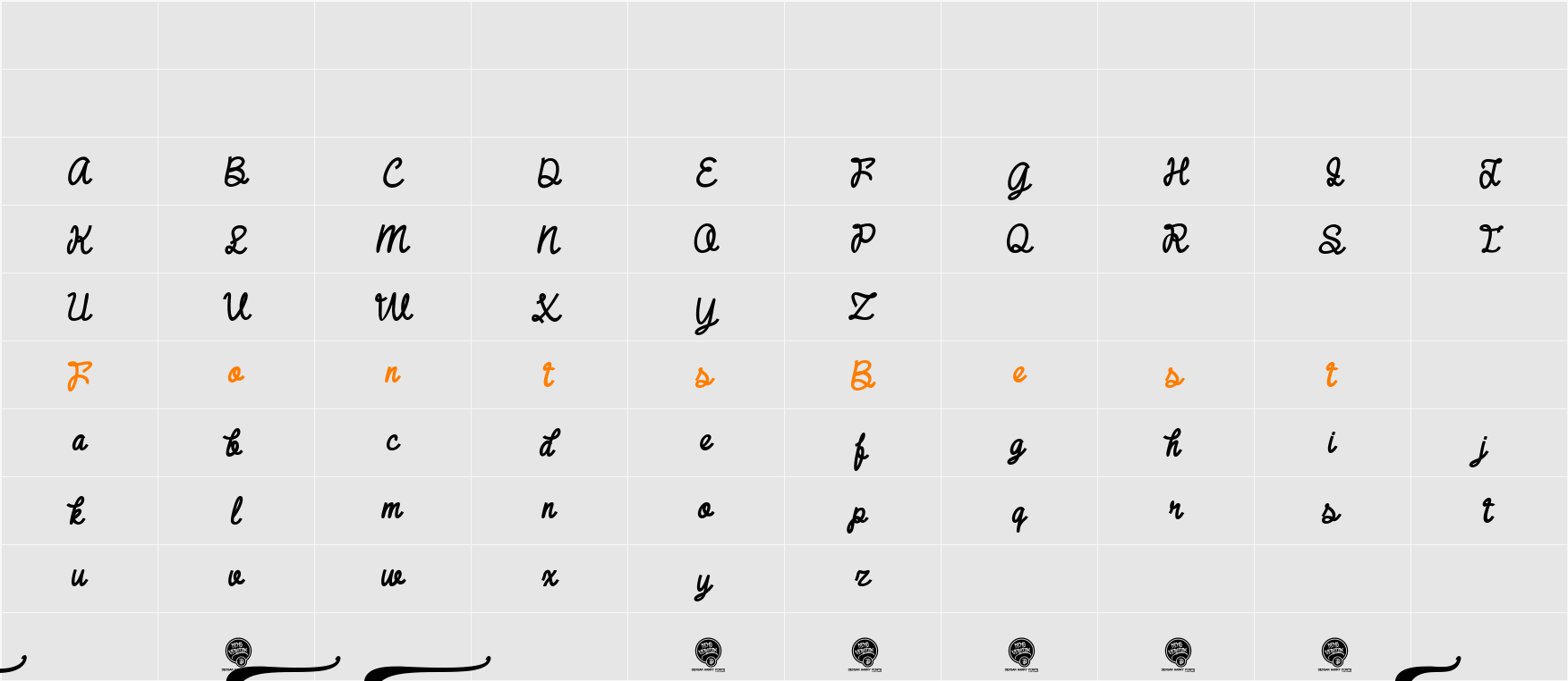 DHF Broffont Script Demo Character Map