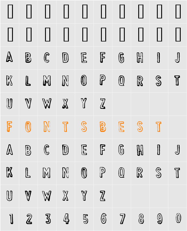 CheapskateOutline Character Map