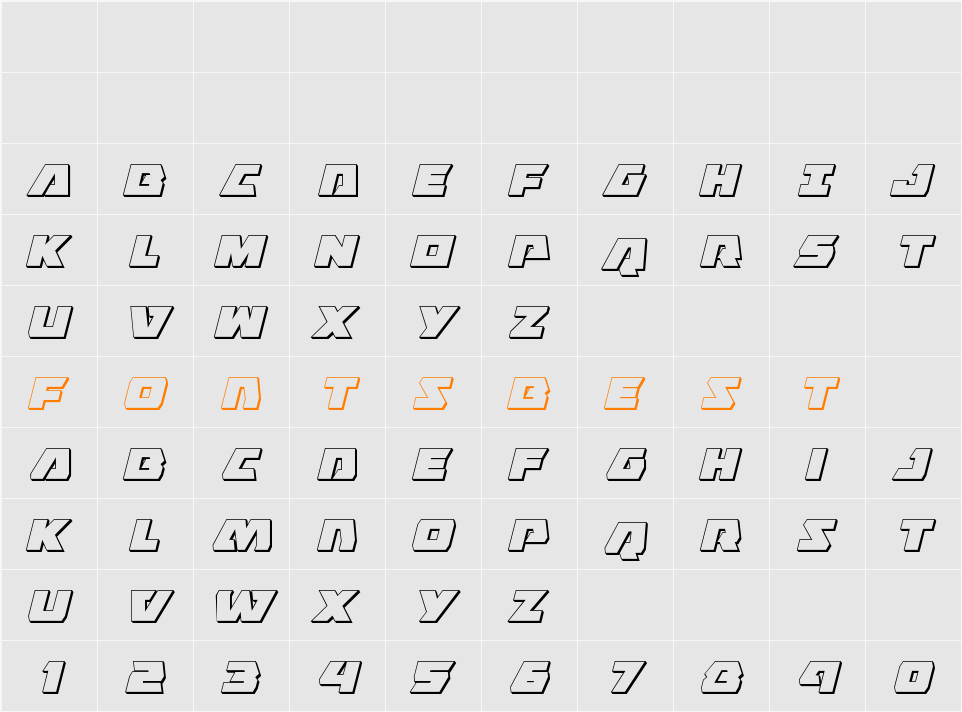 Eagle Strike 3D Italic Character Map