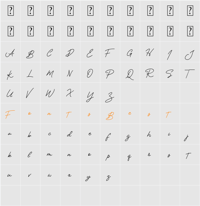Berlindah Character Map