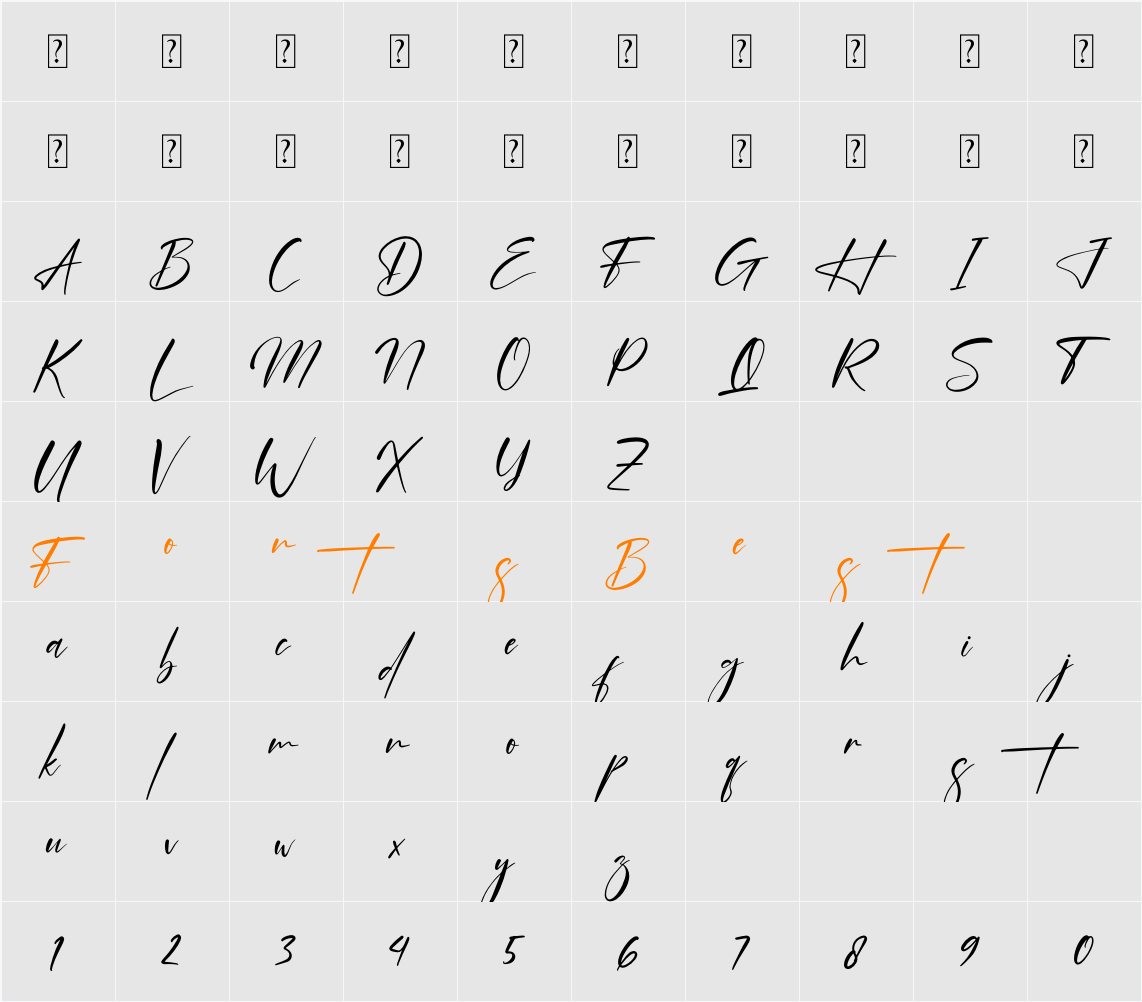 Blendstera Character Map