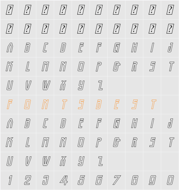 Bothweld Outline Character Map