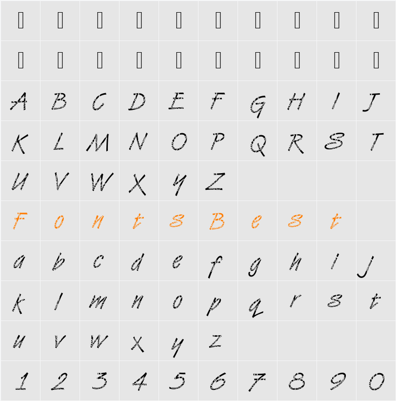DTCVanDijkM35 Character Map