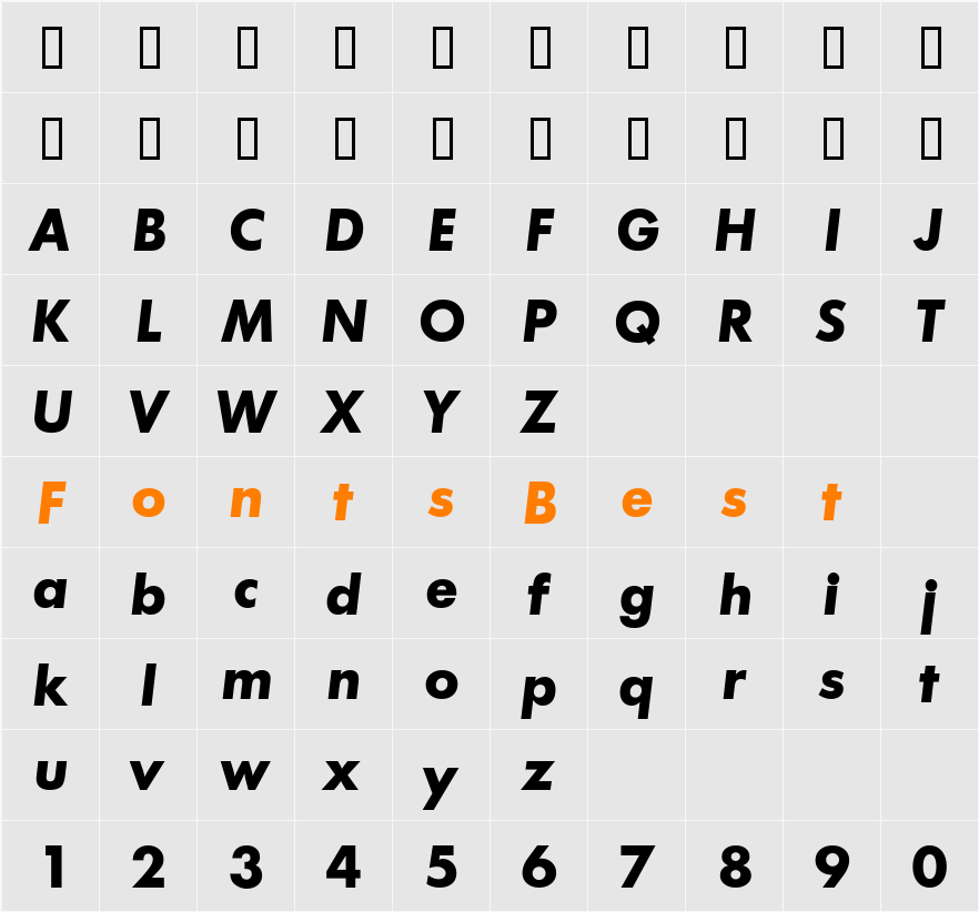 C+BoldItal Character Map