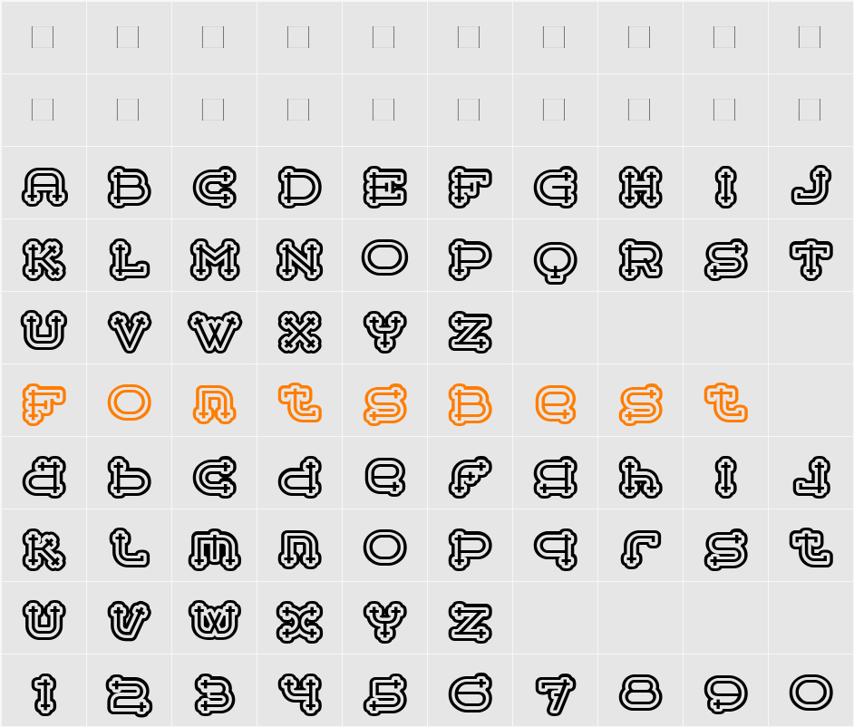 BelterMegaOutlineITC Character Map