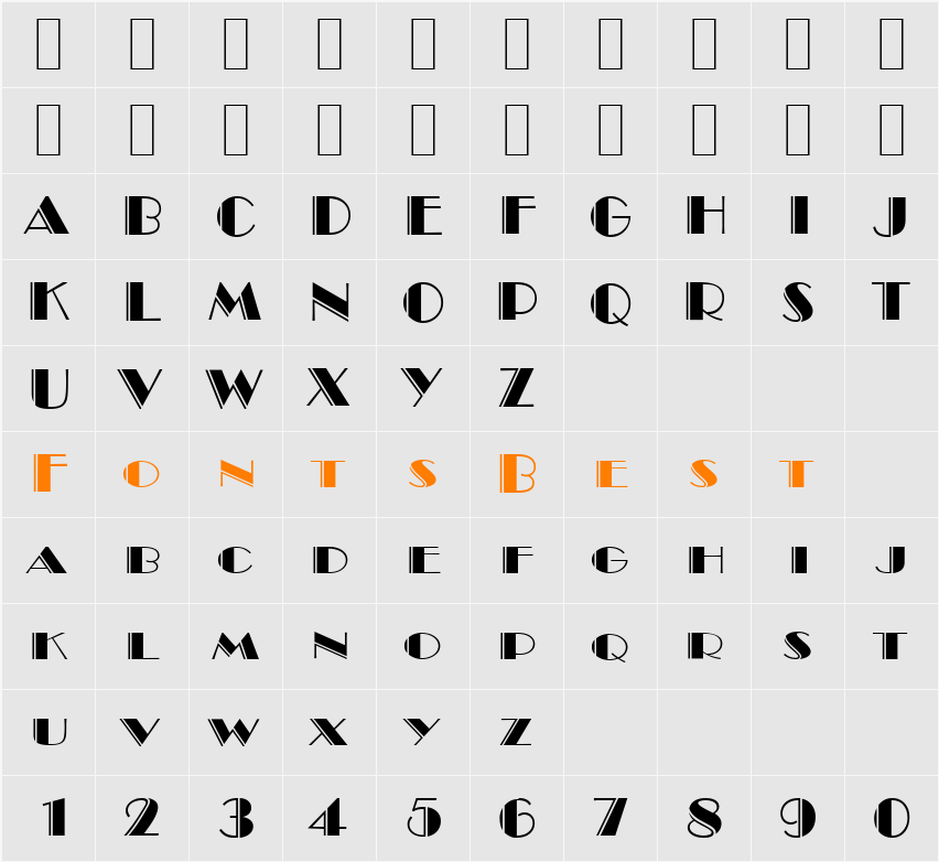 B822-Deco Character Map