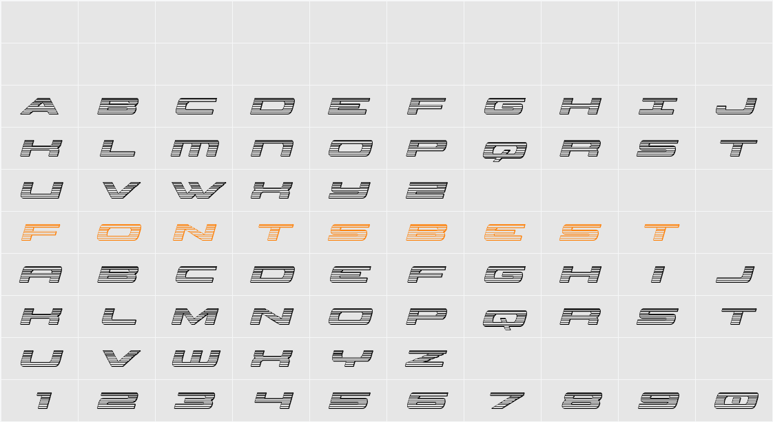 Classic Cobra Chrome Italic Character Map