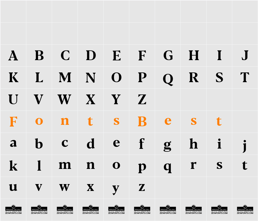 Blacker Text Character Map