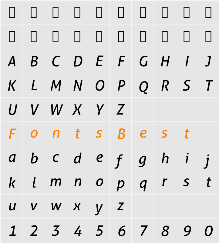 Aller Character Map