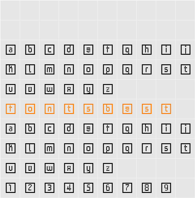 ArcheTypoBricks Character Map
