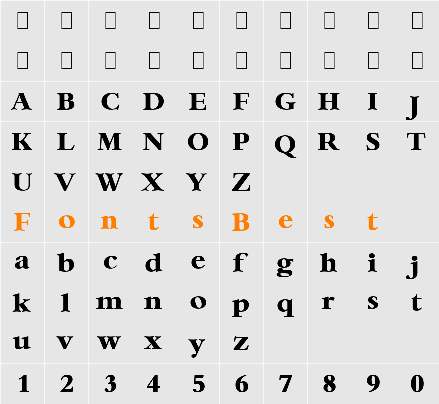 Bernstein-Serial-ExtraBold Character Map