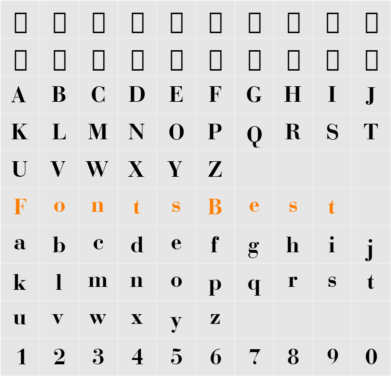 BauerBodni BT Character Map