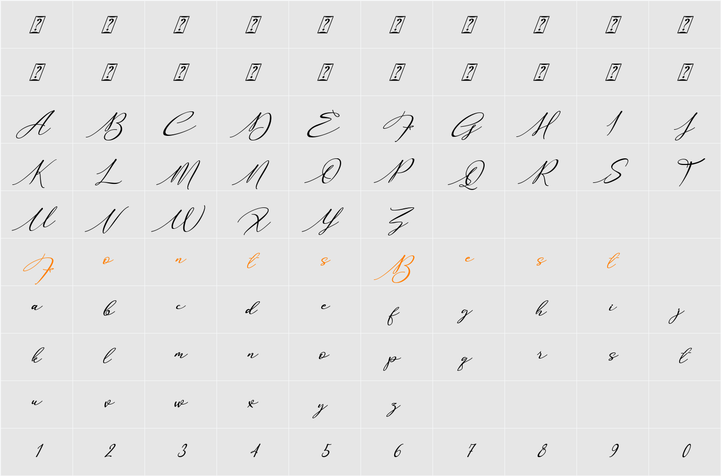 Anything Script_2 Character Map