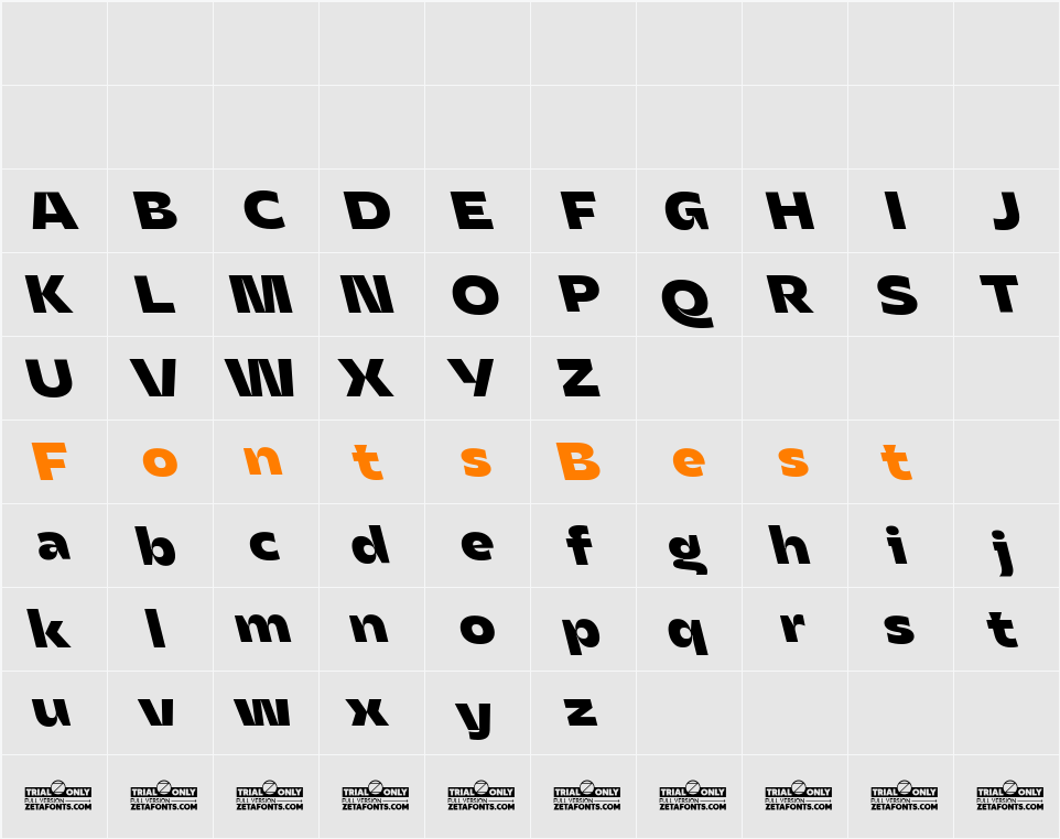 Asgard Trial Fit XBd Backslant Character Map