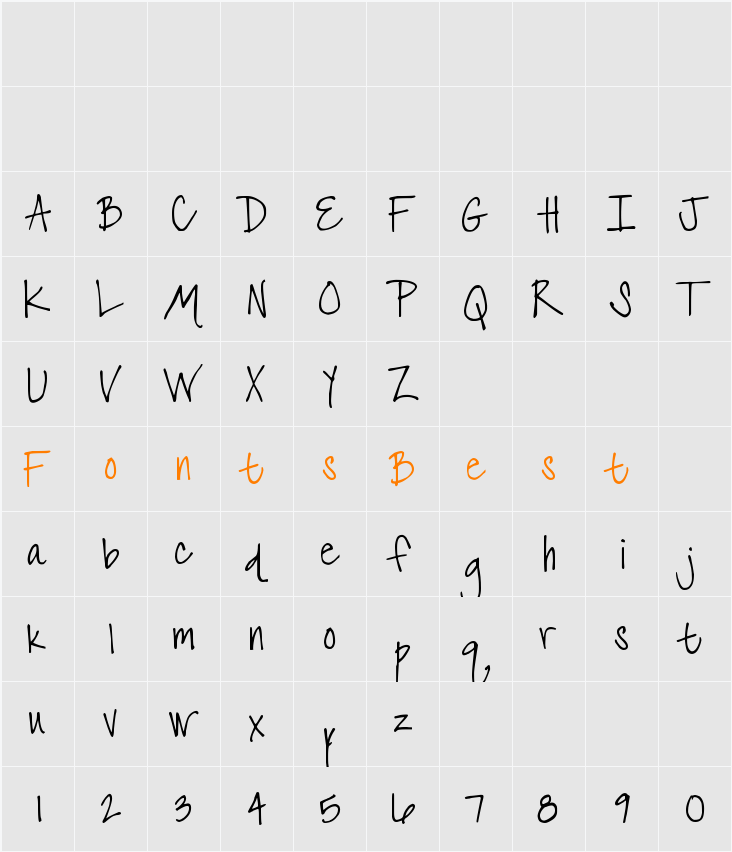 DJB The Font that is Liz Character Map