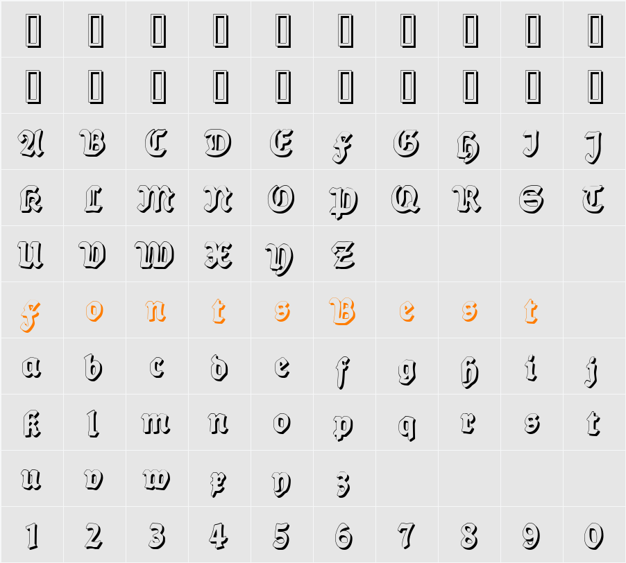 Ballade Shadow Character Map