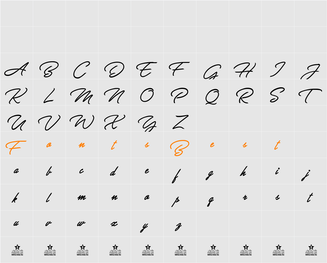 Allegratta Personal Use Character Map