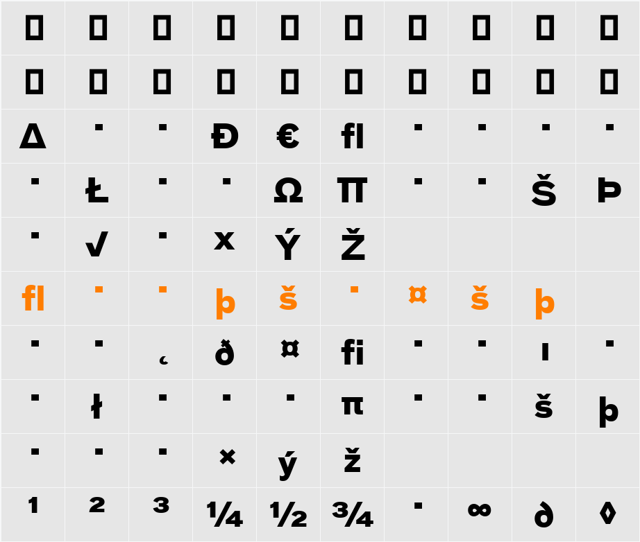 BauTF-BoldExpert Character Map