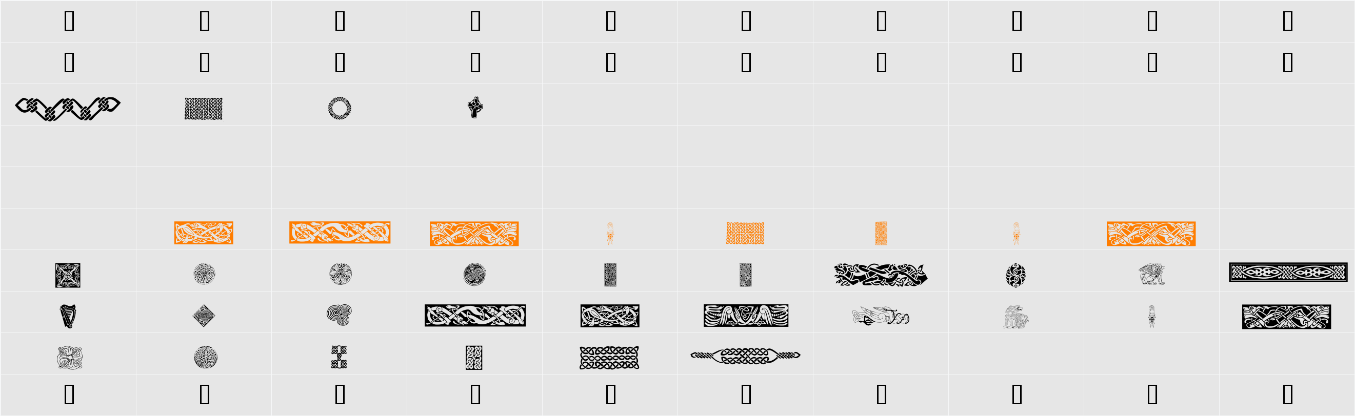 Celtic Patterns Character Map