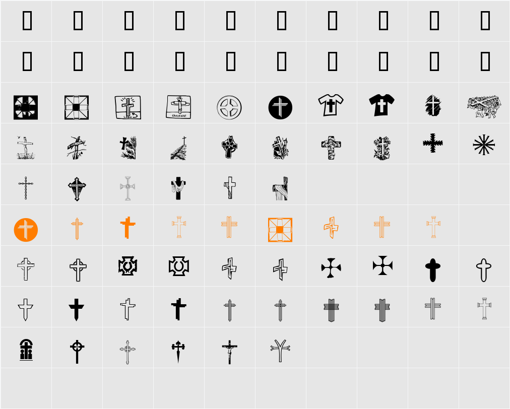 Christian Crosses V Character Map