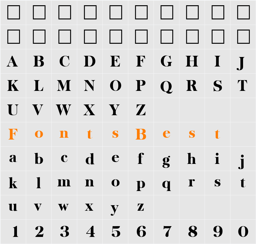 Baskerville-ExtraBold Character Map