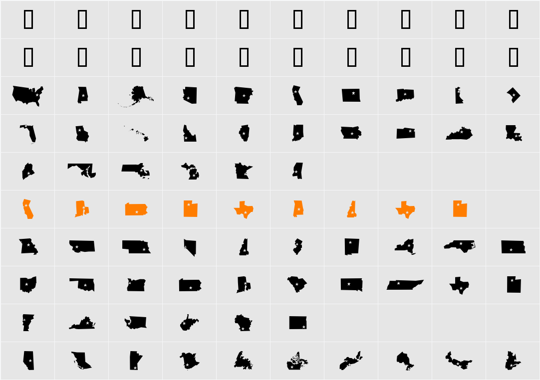 MiniPics Character Map