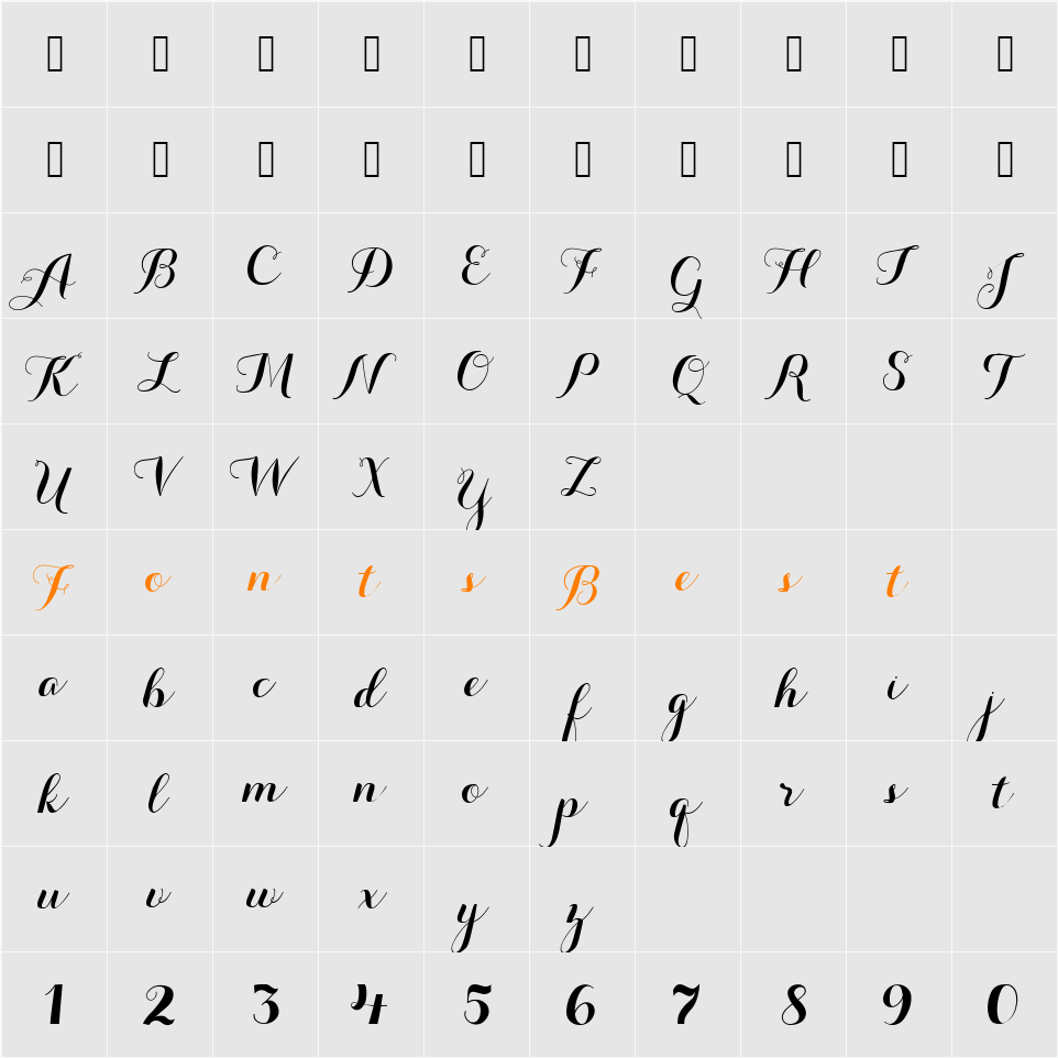Aurella Character Map