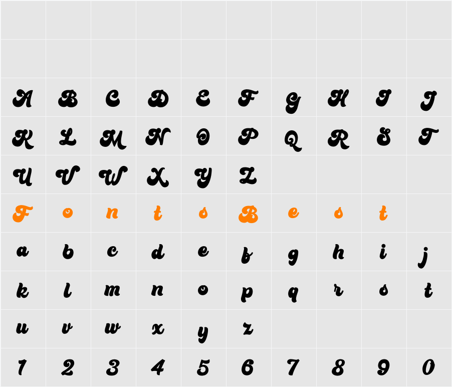 Bratsy Script Demo Character Map