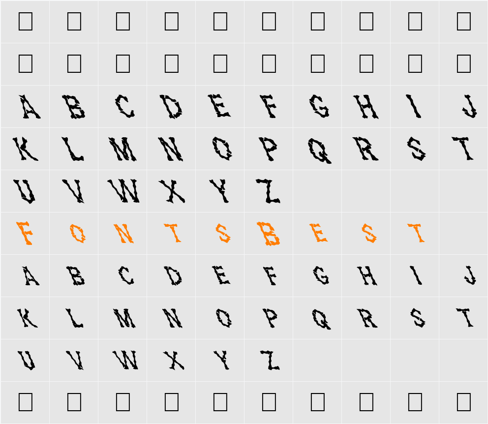 FZ WACKY 28 LEFTY Character Map