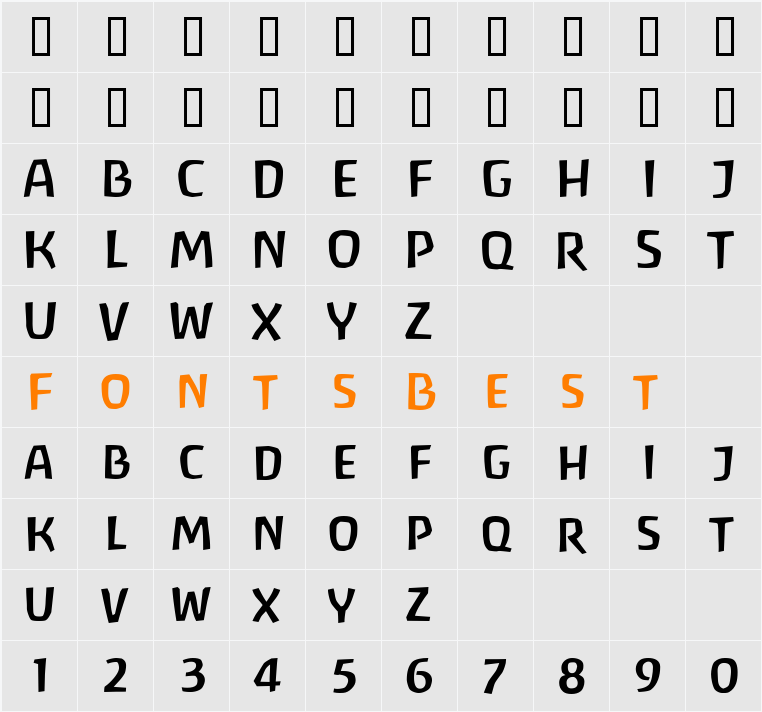 Baar Antropos Caps Character Map