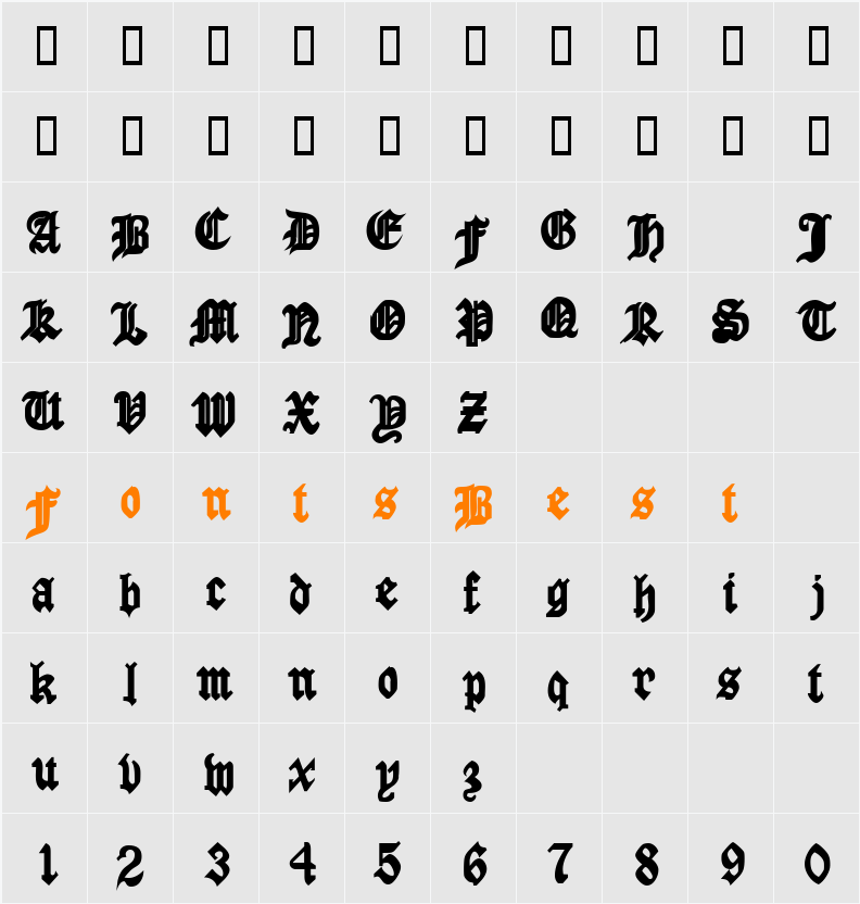AngloSSK Character Map
