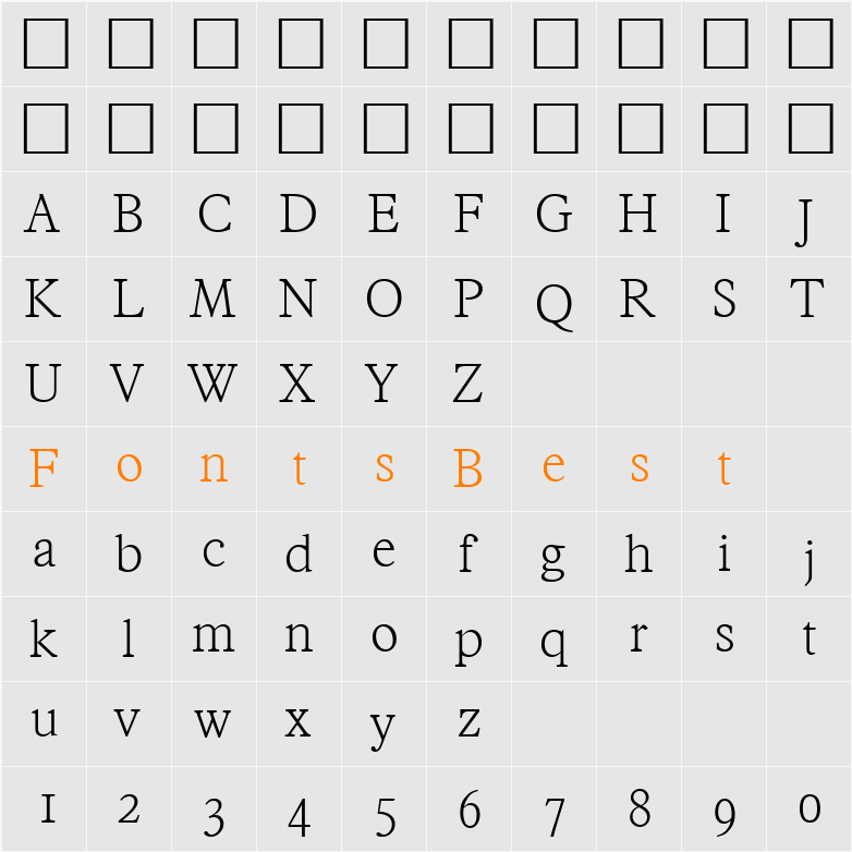 Francisco-Xlight Character Map