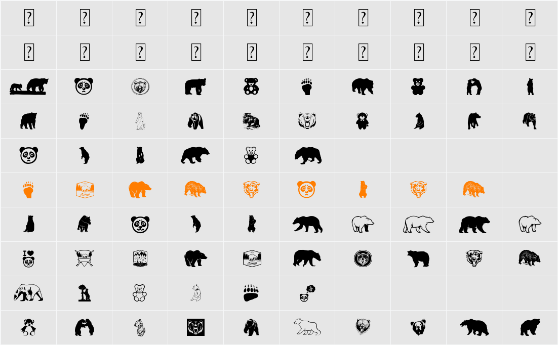 Bear Icons Character Map