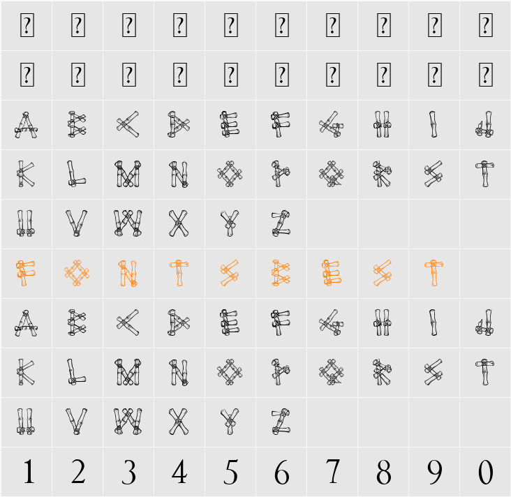 Bamboo de Saipan Character Map