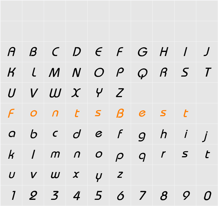 Bauhaus-Thin-Italic Character Map