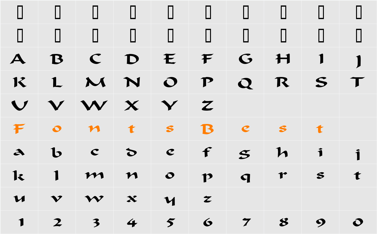 Flat Brush Extended Character Map