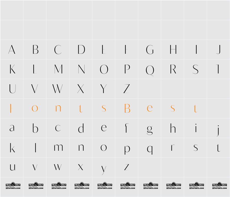 Blacker Sans Display Trial Exlight Character Map