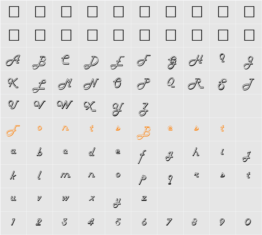 FiftiesHollow Character Map